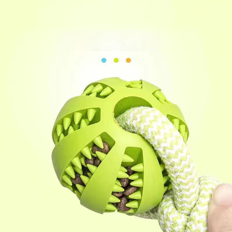 Interactive Treat Ball Dog Toy – Hemp Rope + Rubber Chew Puzzle for Small Dogs - TruePawGear