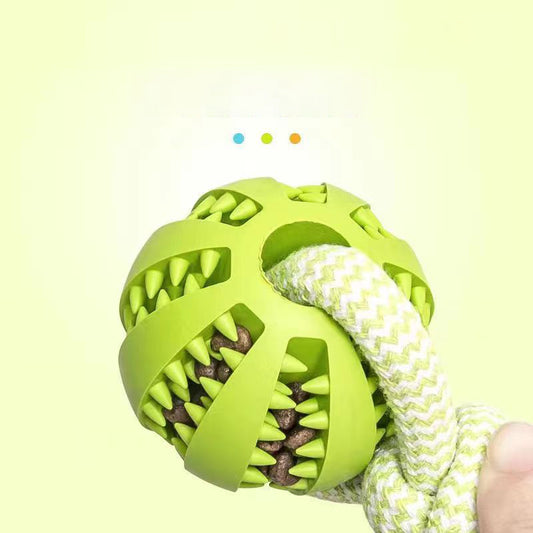 Interactive Treat Ball Dog Toy – Hemp Rope + Rubber Chew Puzzle for Small Dogs - TruePawGear