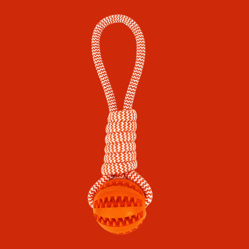 Interactive Treat Ball Dog Toy – Hemp Rope + Rubber Chew Puzzle for Small Dogs - TruePawGear