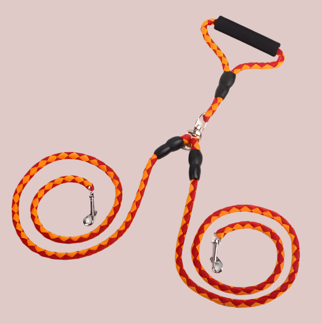 Double-Ended Dog Leash & Collar Set – Two-Dog Walking System with Control Handles - TruePawGear