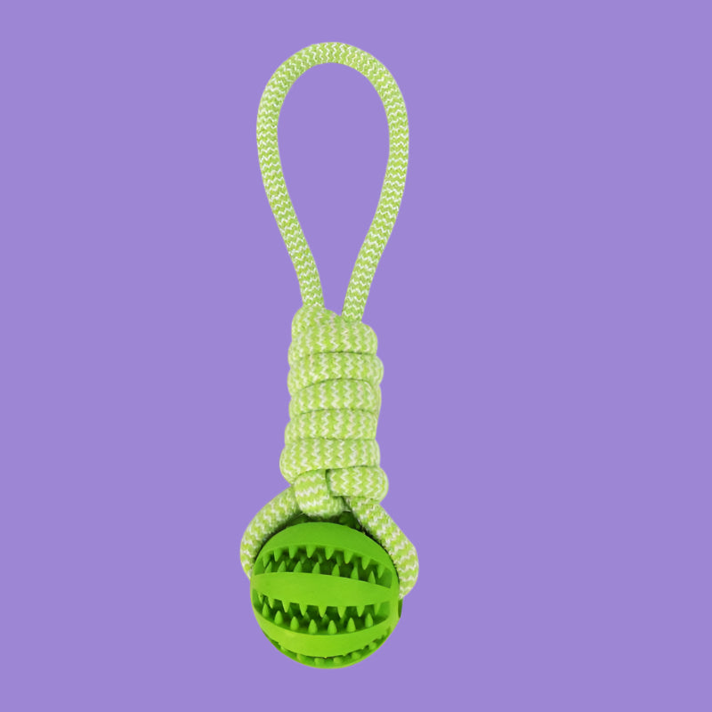 Interactive Treat Ball Dog Toy – Hemp Rope + Rubber Chew Puzzle for Small Dogs - TruePawGear
