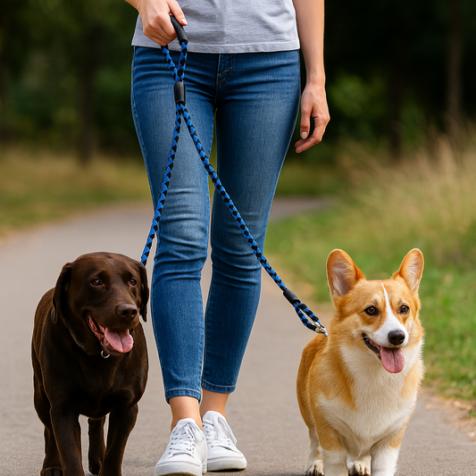 Double-Ended Dog Leash & Collar Set – Two-Dog Walking System with Control Handles - TruePawGear